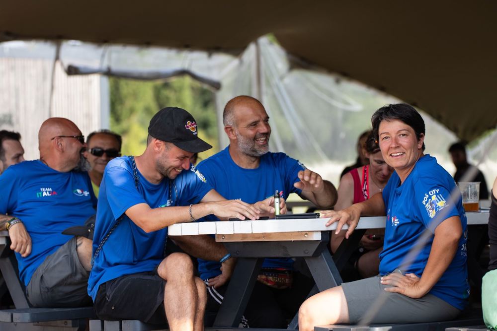 Visitors eating at a table